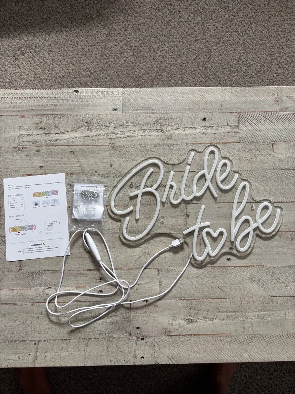 “Bride to Be” Neon Sign - Warm White LED Wedding Party Light